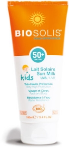 BioSolis  Био слънцезащитно мляко за лице и тяло SPF 50+ за деца 100 мл