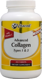 КОЛАГЕН  тип 1 и 3  с витамин С  6000 mg   252 табл. Vitacost Advanced Collagen Type 1 & 3 with Vitamin C   