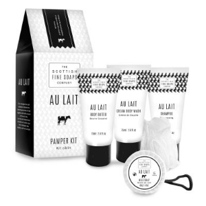 Scottish Fine Soaps  Комплект Au Lait 4 продукта и гъба за баня