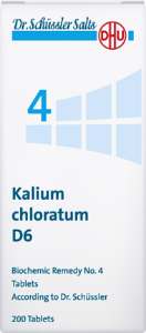 ШУСЛЕРОВИ СОЛИ N4 КАЛИУМ ХЛОРАТУМ D6 80 табл. Dr. Schüssler Salt No. 4: Kalium chloratum D6