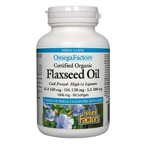 Ленено масло 1000 mg 90 софтгел капс. Natural Factors Certified Organic Flaxseed Oil 