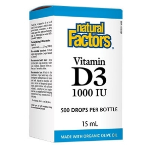 Витамин D3 1000 IU течен 15 ml  500 дози Natural Factors Vitamin D3 1000 IU