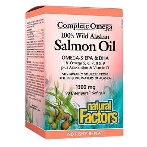 ДИВА СЬОМГА  ОТ АЛЯСКА  МАСЛО 1300  90 софтгел капс.  Natural Factors  100% Wild Alaskan Salmon Oil Complete Omega