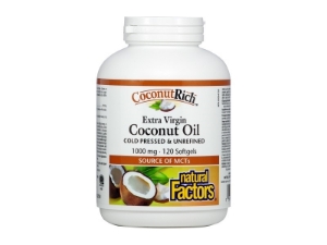  КОКОСОВО МАСЛО  екстра върджин 1000 mg 120 софтгел капс.Natural Factors CoconutRich® Extra Virgin Coconut Oil