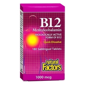 ВИТАМИН В12 1000 mcg 180 сублингвални табл. Natural Factors  B12 Methylcobalamin 