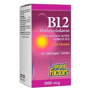ВИТАМИН В12 5000 mcg 60 сублингвални табл. Natural Factors B12 Methylcobalamin