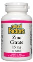 Цинк Цитрат 15 mg 90 табл. Natural Factors Zinc Citrate