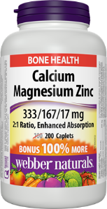 Калций, магнезий и цинк оптимална абсорбция 200 каплети  Webber Naturals Calcium Magnesium Zinc 333/167/17 mg  Enhanced Absorption