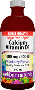 Калций + витамин D3 течна форма 500 ml Webber Naturals Liquid Calcium Vitamin D3 I000 mg/400 IU, Blueberry Flavour