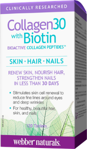 Колаген + Биотин Коса, кожа и нокти 120 табл.  Webber Naturals Collagen30 with Biotin Bioactive Collagen Peptides