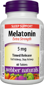 Мелатонин екстра сила с удължено освобождаване 5 mg  60 табл.Webber Naturals Melatonin Extra Strength Timed Release