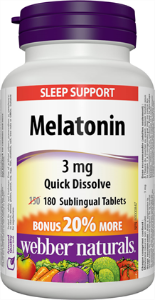 Мелатонин 3 mg Бърза абсорбция  90 сублингвални табл. Webber Naturals Melatonin 3 mg Quick Dissolve, Peppermint