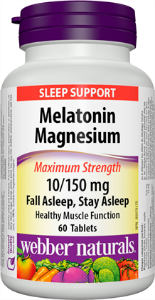 Мелатонин и магнезий 10/150 mg 60 табл. Webber Naturals Melatonin Magnesium Maximum Strength