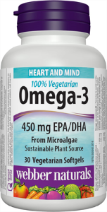 Омега 3 от водорасли 450 mg 30 софтгел  вег.капс. Webber Naturals  Omega 3 100% Vegetarian 450 mg EPA/DHA from Microalgae
