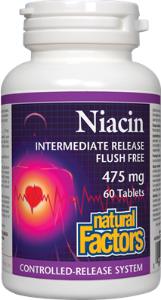 Ниацин с междинно освобождаване 475 mg 60 табл. Natural Factors Niacin Intermediate Release Flush Free  