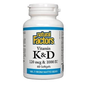 Витамин К2 MK-7 120 mcg и D3 1000 IU 60 софтгел капс. Natural Factors Vitamin D3 & K2