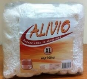 АЛИВИО ПЕЛЕНИ ГАЩИ ЗА ВЪЗРАСТНИ  НОЩНИ 100-120 kg 10 бр. Alivio  Pull up Diapers for Adult X-Large Size Night Care 10 Count