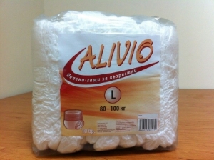 АЛИВИО ПЕЛЕНИ ГАЩИ ЗА ВЪЗРАСТНИ ДНЕВНИ 80-100 kg 10 бр. Alivio Pull up Diapers for Adult Large Size Day Care 