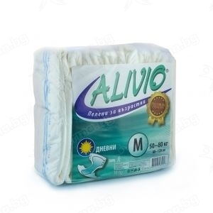 АЛИВИО ПАМПЕРС ЗА ВЪЗРАСТНИ ДНЕВНИ 50-80kg 10 бр. Alivio All in One Adult Diapers Medium Size Day Care