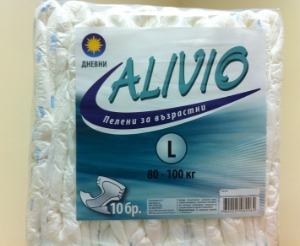 АЛИВИО ПАМПЕРС ЗА ВЪЗРАСТНИ ДНЕВНИ 80-100kg 10 бр. Alivio All in One Adult Diapers Large Size Day  Care