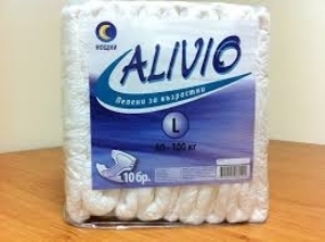 АЛИВИО ПАМПЕРС ЗА ВЪЗРАСТНИ НОЩНИ 80-100kg 10 бр. Alivio All in One Adult Diapers Large Size Night Care