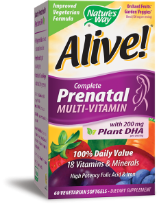 Алайв ПРЕНАТАЛ мултивитамини за бременни с растителна DHA 60 софтгел капс. Alive Complete Premium Prenatal Multi