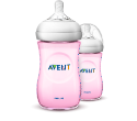 Бутилка за бебе 260 ml биберон с бавен поток  розово  1m+ Philips Avent Natural baby bottle Extra soft slow flow nipple  