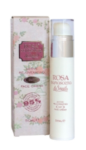 Дневен крем за лице с българско розово масло и екстракт от охлюви 50 ml  DAMASCENA & SNAILS  Active Rejuvenating Day Face Cream