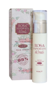 Нощен крем за лице с българско розово масло и екстракт от охлюви 50 ml  DAMASCENA & SNAILS  Active Rejuvenating Night Face Cream