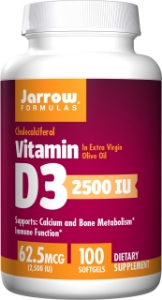 Витамин D3 2500 IU 100 софтгел капс.  Jarrow Formulas Vitamin D3