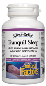 Eстествен продукт при безсъние 90 дъвч.табл. Natural Factors Stress-Relax® Tranquil Sleep® Tropical  Fruit Flavour