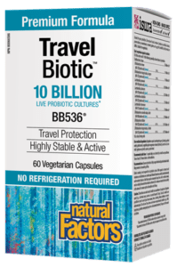 Специална  пробиотична формула 60 вег.капс. Natural Factors Travel  Biotic® BB536® 10 Billion  Live Probiotic Cultures