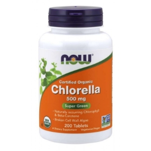ХЛОРЕЛА 500 mg 200 табл. NOW Foods Certified Organic Chlorella