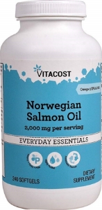 Масло от норвежка сьомга 1000 mg 240 капс. Vitacost Norwegian Salmon Oil