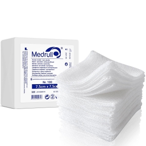 Нестерилен марлен компрес 7.5cm x 7.5сm Medrull SWABS GAUZE non-sterile