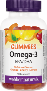 Омега 3 90 желирани табл. Webber Naturals Omega-3 Gummies EPA/DHA Orange  Cherry  Lemon