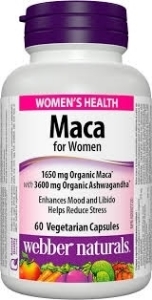 Мака за жени 60 вег.капс. Webber Naturals Maca for Women 1650 mg Organic Maca with 3600 mg Organic Ashwagandha