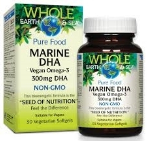 Омега 3 от микроводорасли 30 вег.софтгел капс. Natural Factors Whole Earth & Sea Marine DHA Vegan Omega 3