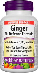 Джинджифил Анти Грип Формула 60 дъвч.табл. Webber Naturals Ginger Flu Defense Formula with Vitamin C D3 and Zinc