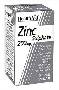 ЦИНК СУЛФАТ 200 mg 90 табл. HealthAid Zinc Sulphate 200mg (45mg elemental Zinc)