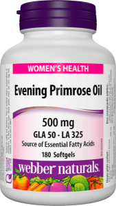 Вечерна иглика масло 500 mg 180 софтгел капс. Webber Naturals Evening Primrose Oil  GLA 50 · LA 325 500 mg