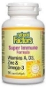 Витамини А D3 цинк и омега 3 90 софтгел капс. Natural Factors Super Immune Formula Vitamins A D3 Zinc & Omega 3