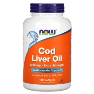 Mасло от черен дроб на треска  1000 mg 180 софтгел капс. NOW Foods Cod Liver Oil Extra Strength