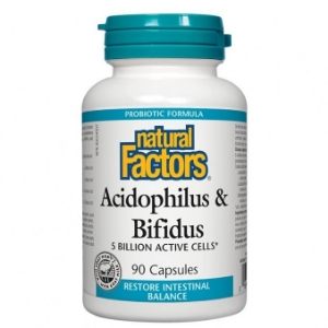 Ацидофилус бифидус 5 милиарда активни пробиотици 90 капс. Natural Factors Acidophilus & Bifidus5 Billion Active Cells