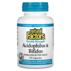 Ацидофилус бифидус 10 милиарда активни пробиотици 90 капс. Natural Factors Acidophilus & Bifidus 10 Billion Active Cells Double Strength