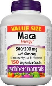 Мака + Корейски женшен  150 вег.капс. Webber Naturals Maca Energy with Ginseng 500/200 mg