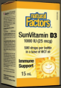 Витамин D3 капки 1000 IU 15 mL Natural Factors SunVitamin D3 Drops