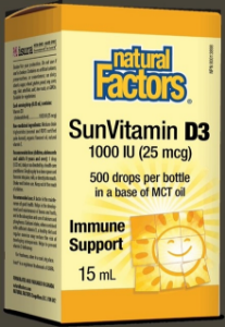 Витамин D3 капки 1000 IU 15 mL Natural Factors SunVitamin D3 Drops