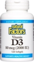 Витамин D3 2000 IU 120 софтгел капс. Natural Factors Vitamin D3 50 mcg 