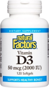 Витамин D3 2000 IU 120 софтгел капс. Natural Factors Vitamin D3 50 mcg 